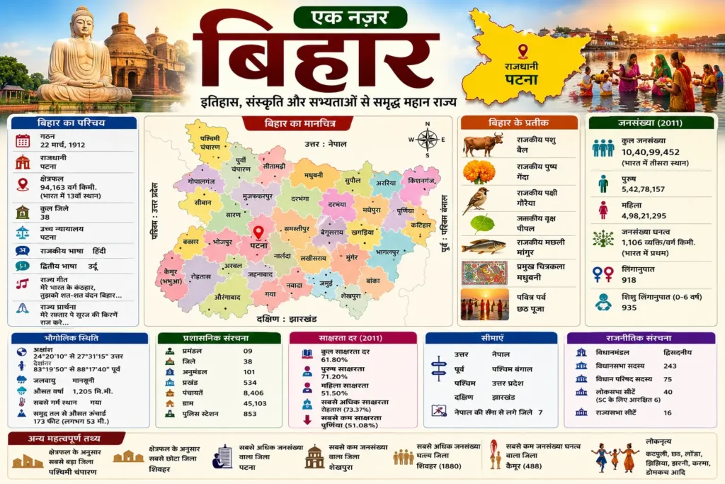 Bihar GK in Hindi | Bihar GK 2026 in Hindi | Complete Bihar General Knowledge Notes for SSC, UPSC, BPSC