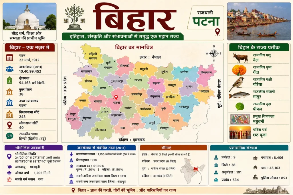 Bihar GK in Hindi | Bihar GK 2026 in Hindi | Complete Bihar General Knowledge Notes for SSC, UPSC, BPSC
