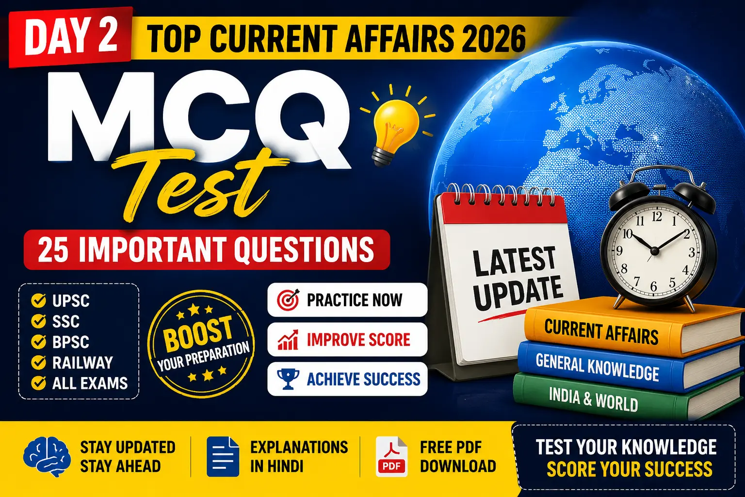 Top Current Affairs MCQ Test 2026 – 25 Questions with Answers and Explanation